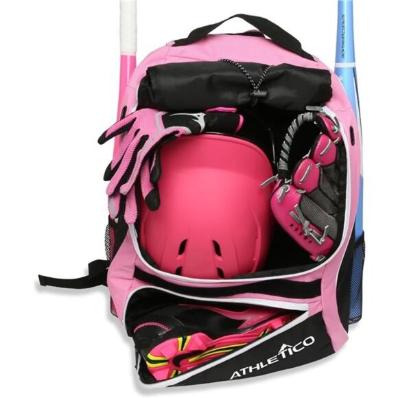 Softball Bat Bag - Backpack for Softball, Baseball, & T-Ball Equipment & Gear - Picture 3 of 7